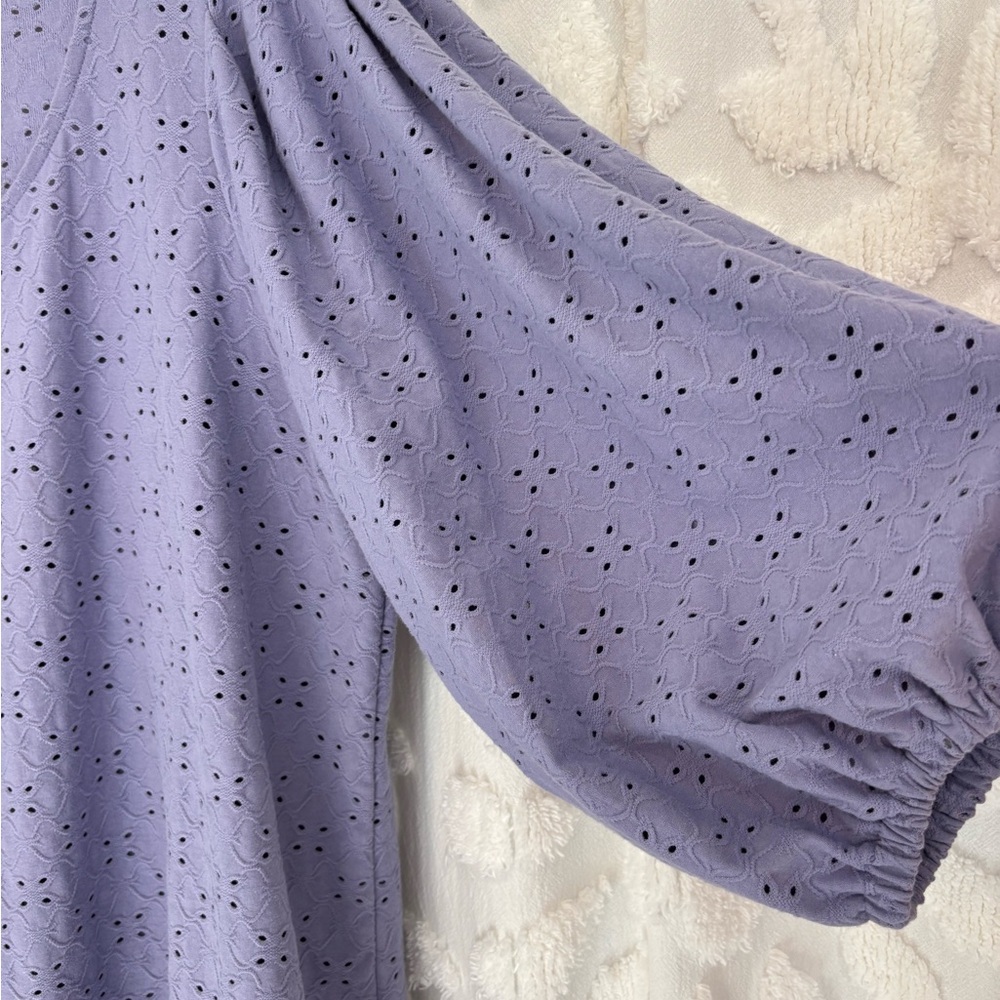 Ava & Viv Purple Eyelet 3/4 Sleeve Top 1X - Picture 5 of 9